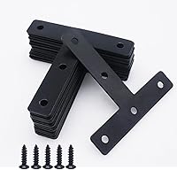 Joyangy 20 Pack Stainless Steel T-Shape Corner Brackets 80x80mm - Heavy Duty Mending Plates for Furniture, Desks & Wood Fixing