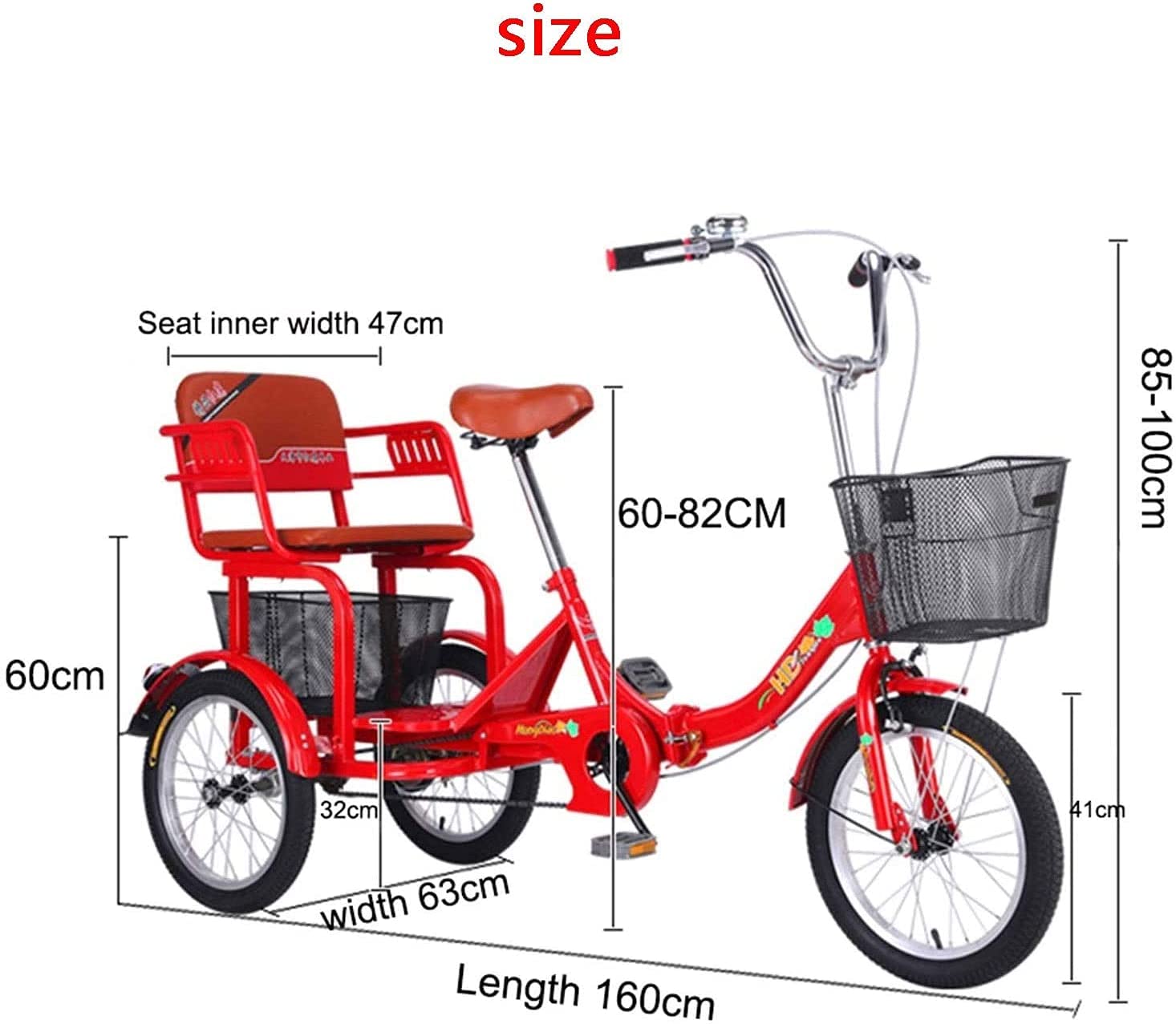 PAGOIAAR Adult Cargo Tricycles Beach Cruiser Bikes Shopping Folding Trike Adult Tricycle Seniors 3 Wheel Bike 16 Inch Three-Wheeled Bicycle with Large Shopping Basket Exercise Pedal Men Women