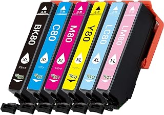 IC6CL80L IC80L 80L Epson用 互換インク エプソン インクカートリッジ インクカートリッジ 対応機種:EP-982A3 EP-707A EP-807AR EP-808AW EP-977A3 EP-979A3 6本セット