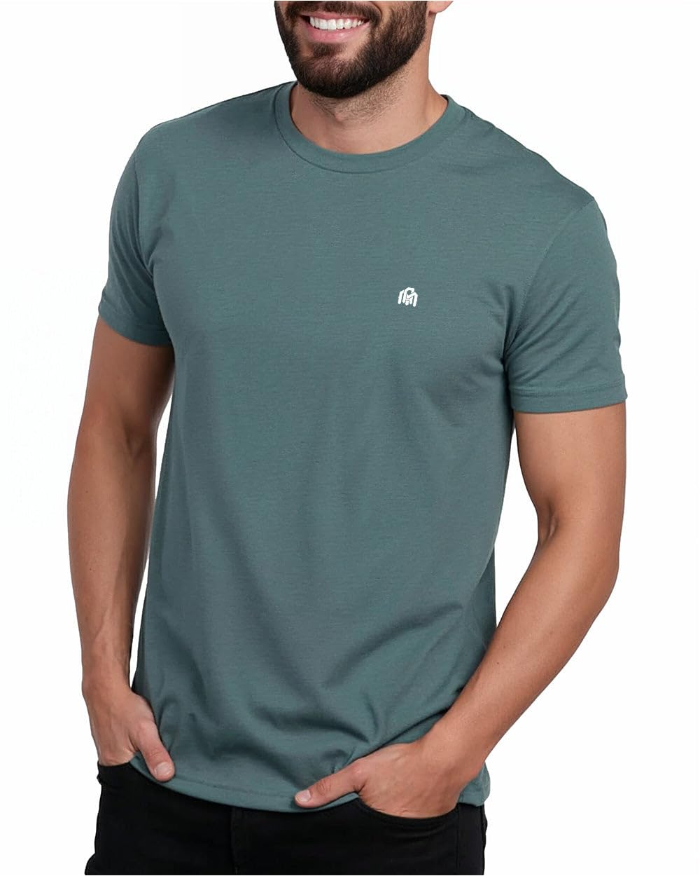 INTO THE AM Mens T Shirt with Logo - Short Sleeve Crew Neck Soft Fitted Tees S - 4XL Fresh Classic Basic Tshirts