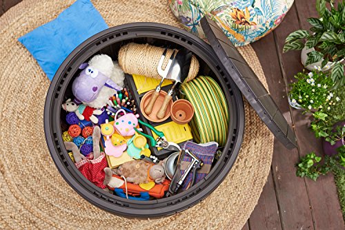 Keter 37 Gallon Circa Natural Wood Style Round Outdoor Storage Table Deck Box Keter 37 Gallon Circa Natural Wood Style Round Outdoor Storage Table Deck Box