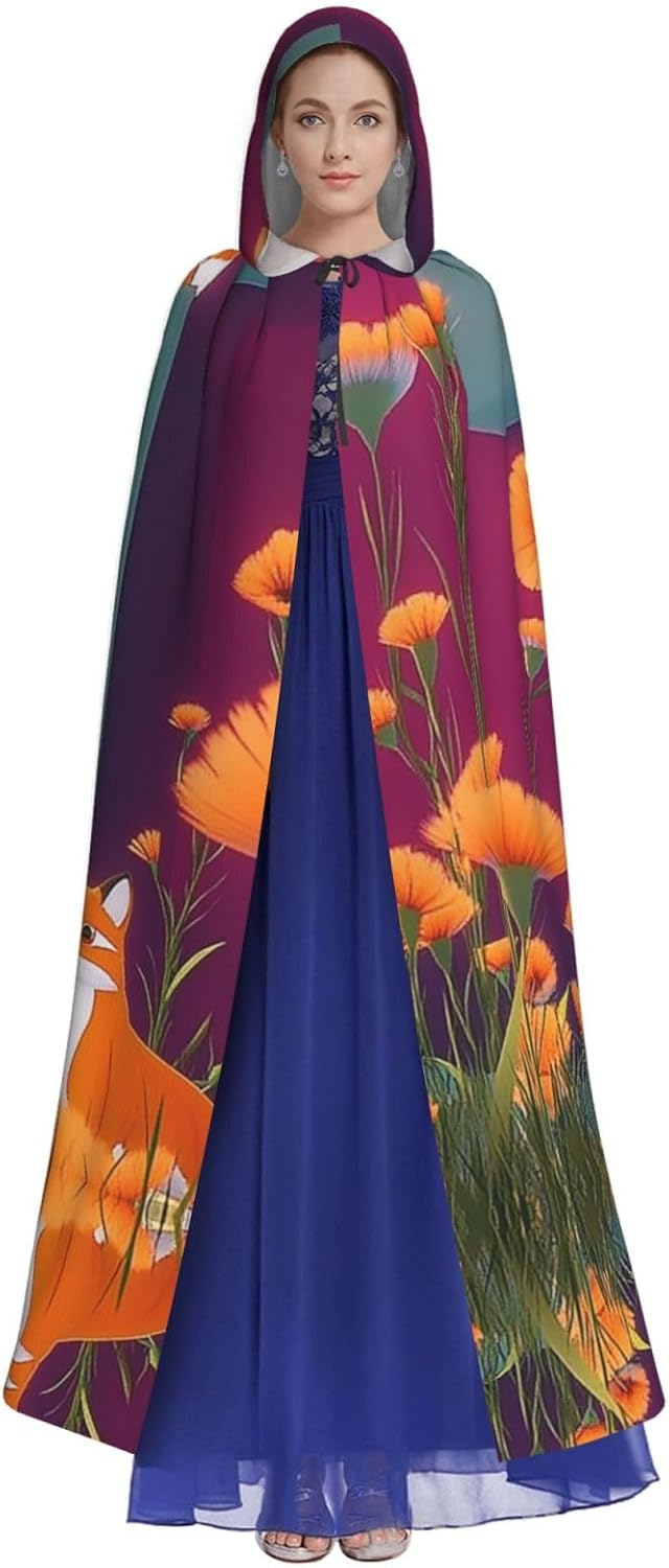 Colorful Fox City Unique Darkness Poncho Shawl - Customizable Wearable Blanket for Women, Perfect Halloween Costume Accessory, Knight, Akatsuki, and More