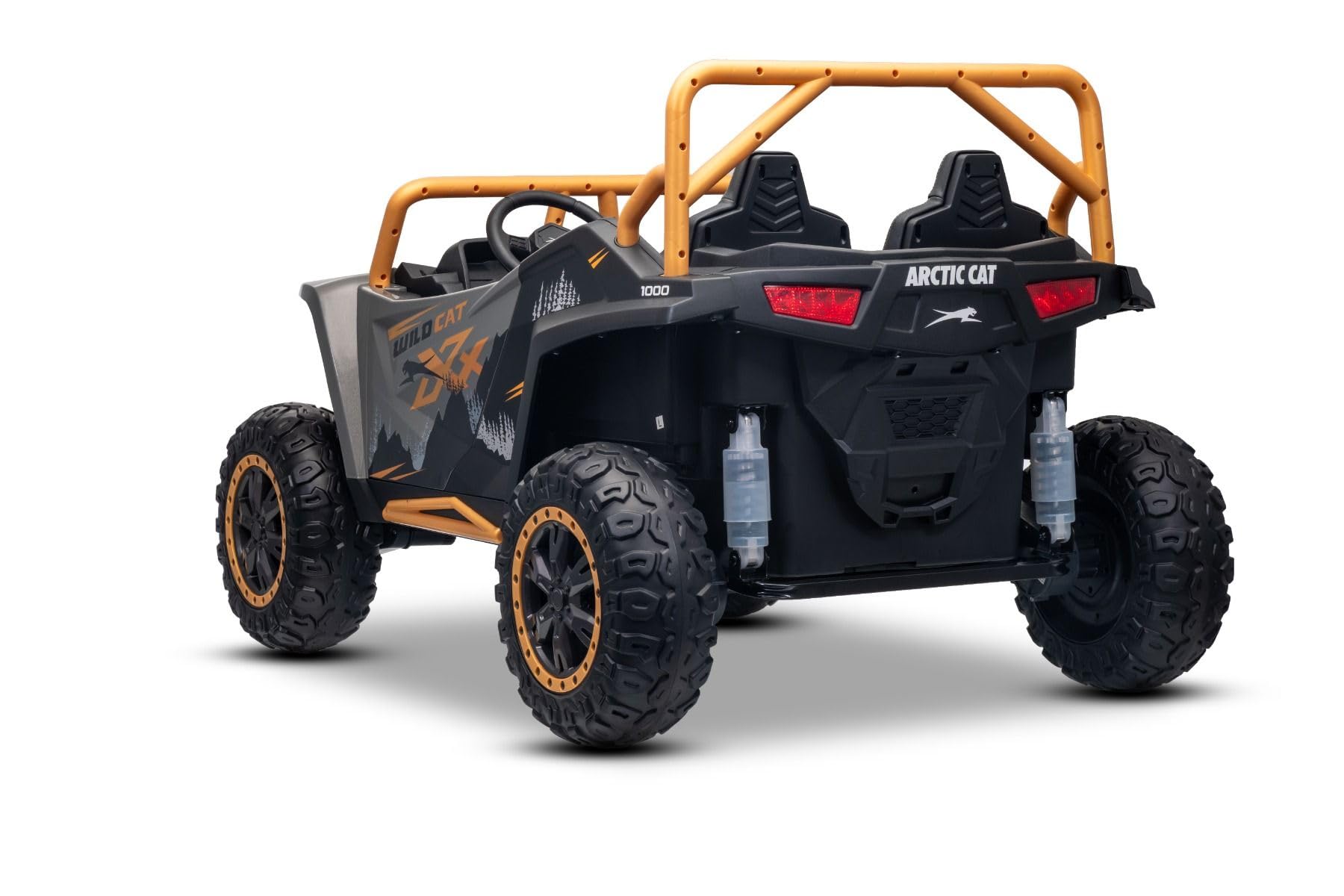 Buggy elettrico Artic CAT XXL 4x4 24V, grigio, due posti, ruote in EVA morbida, motori potenti, batteria al litio, lettore MP3 con Bluetooth, sospensioni posteriori, sedili in ecopelle, con licenza