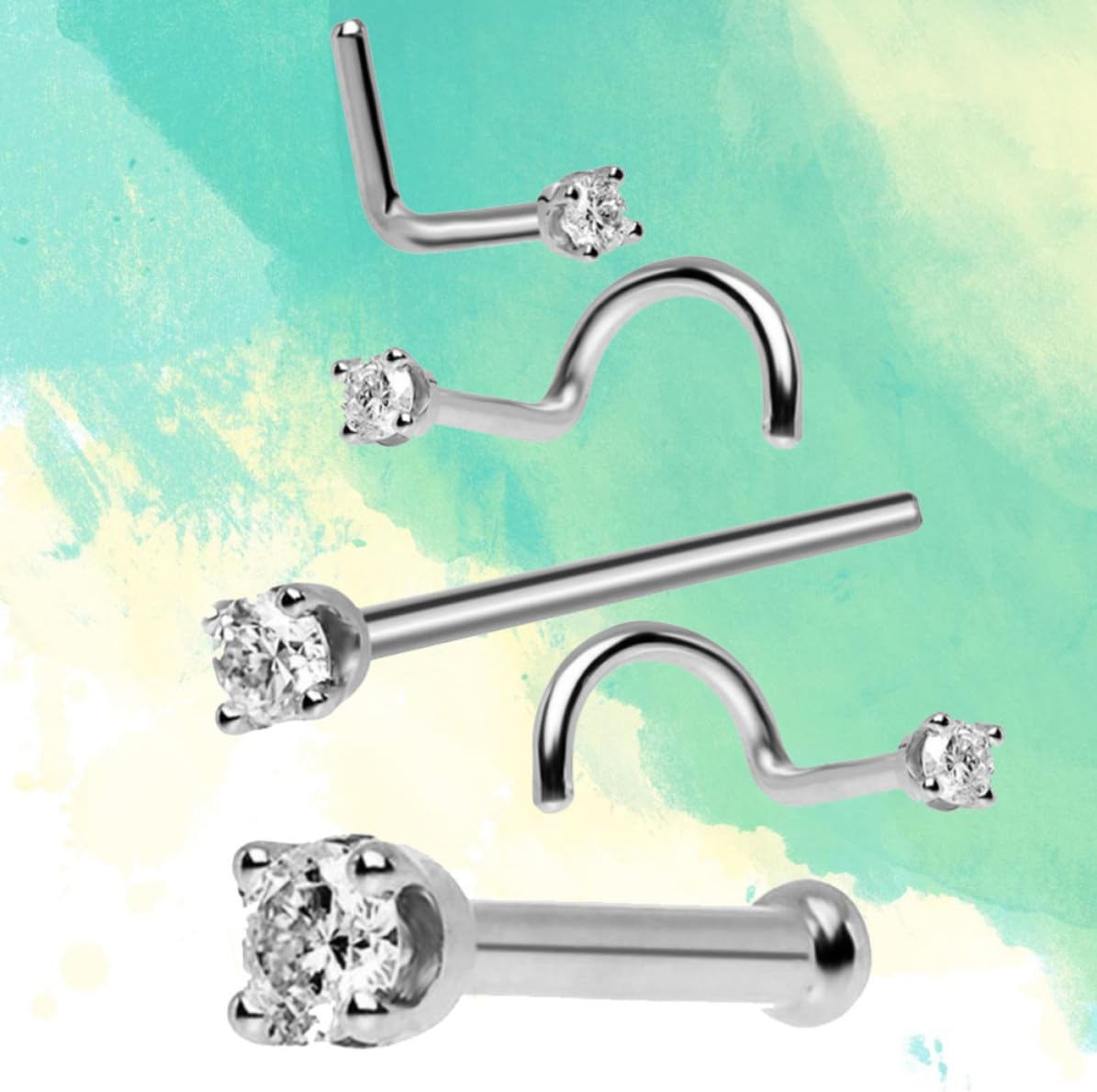 5pcs Piercing Nose Studs Silver Copper Unisex Design for Men Women