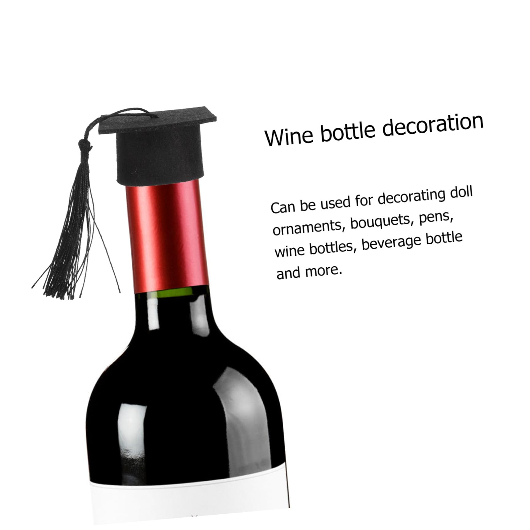 20 Pezzi Mini Cappello Laurea Nero Non Tessuto, Decorazione per Bottiglia e Festa di Laurea, Accessorio Decorativo per Foto e Raduni Quotidiani