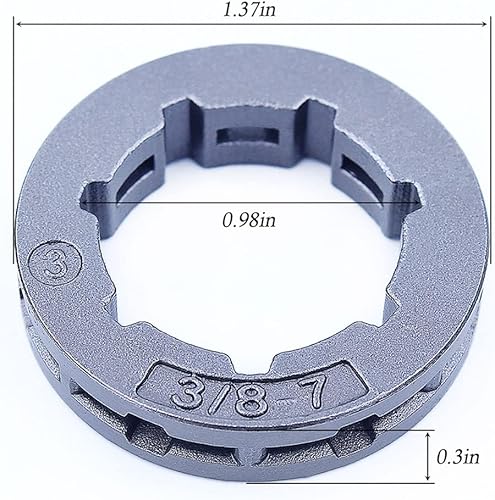 Miniatura 4 de Llanta de piñón 38 7T de 0.866 in para Husqvarna 357 359 362 365 371 372 380 385XP 390XP, llanta de piñón (38 pulgadas 7T estándar 7 espiral)