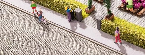 NOCH Struktur-Kurve „Kopfsteinpflaster“, realistische Kurvenstraßen, 7,5 cm breit, ca. 32 cm lang, für Spurweite H0 ideal im Modellbau