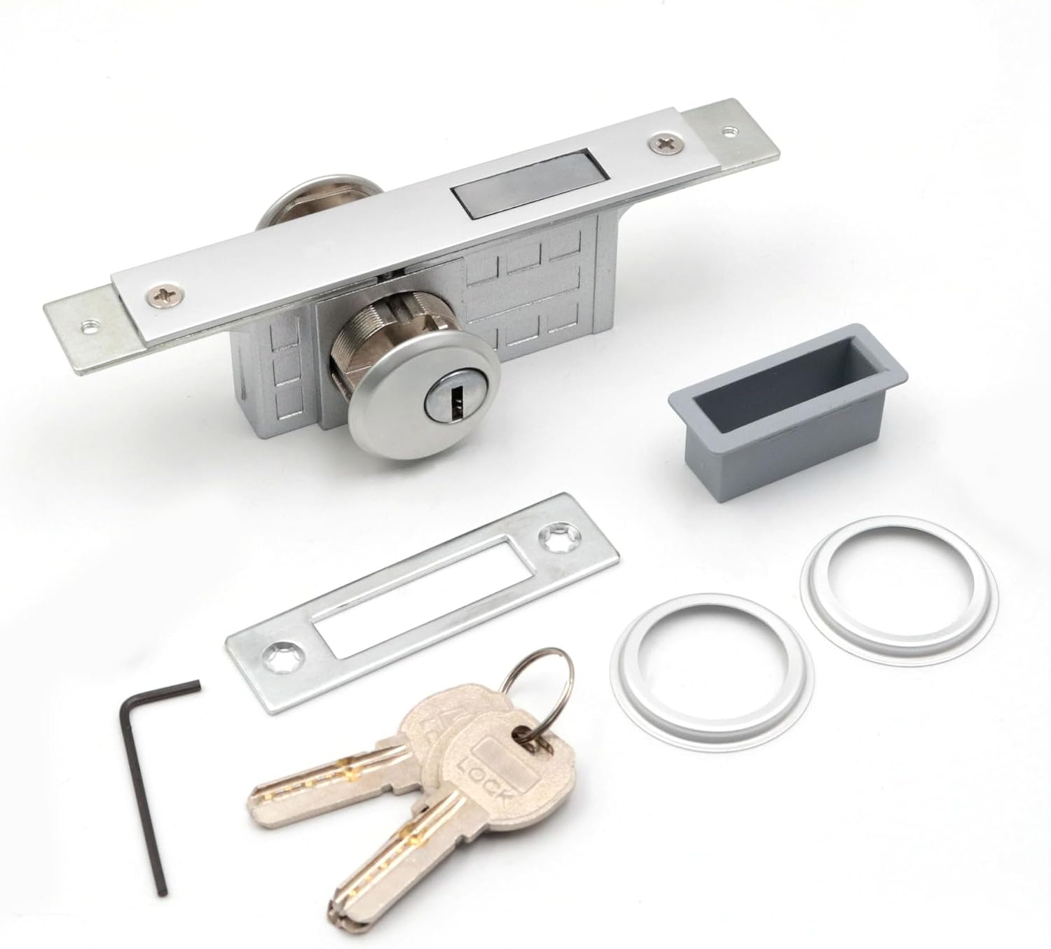 4 Pack Fast Food Restaurant Universal Lock Cylinder Framed Glass Door Lock for 44-46mm Thickness Double-Sided Lock Body