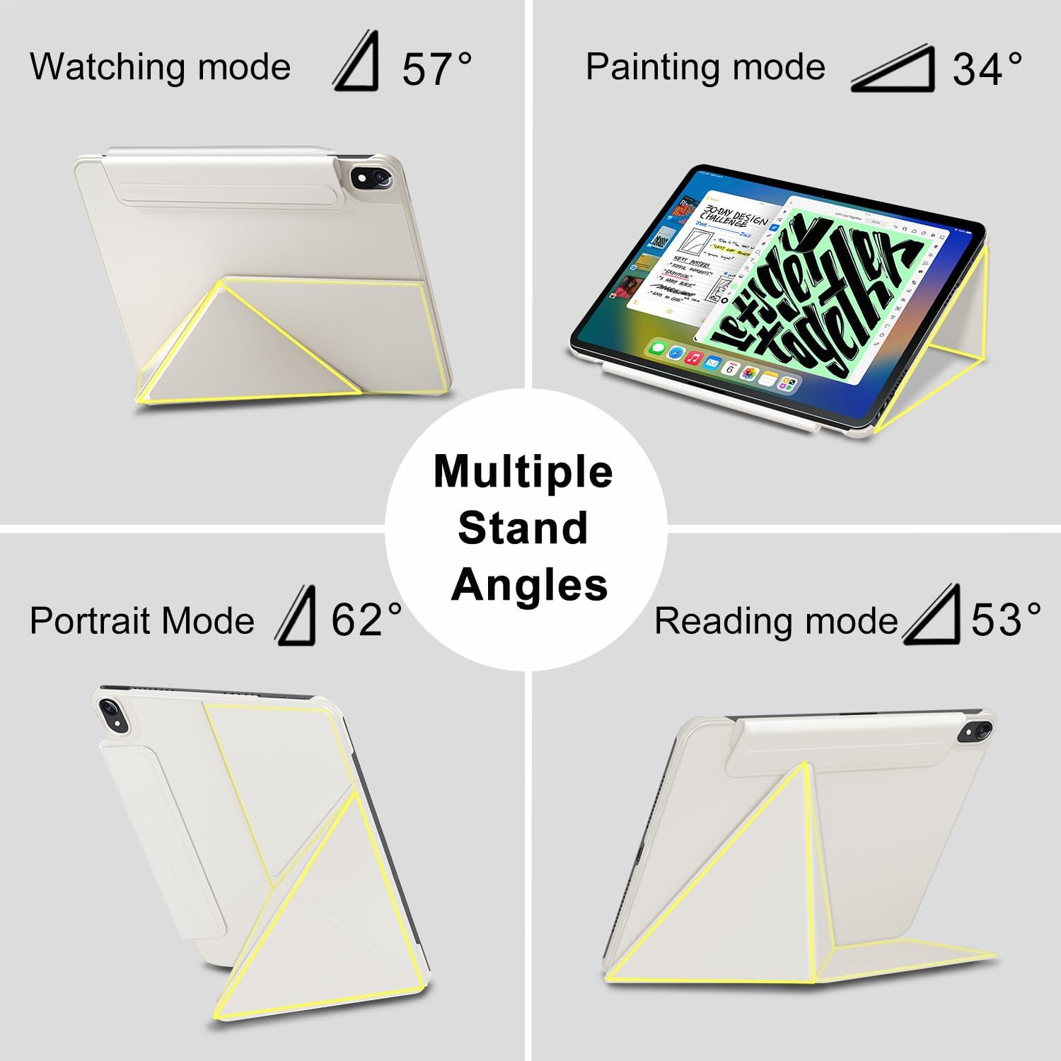 for iPad mini 7 A17 Pro Case(2024),iPad mini 7th/6th Slim Powerful Magnetic Case,4 Standibg Angles,Vertical Stand Cover,with Auto Wake/Sleep and with Pencil Holder - Cream White