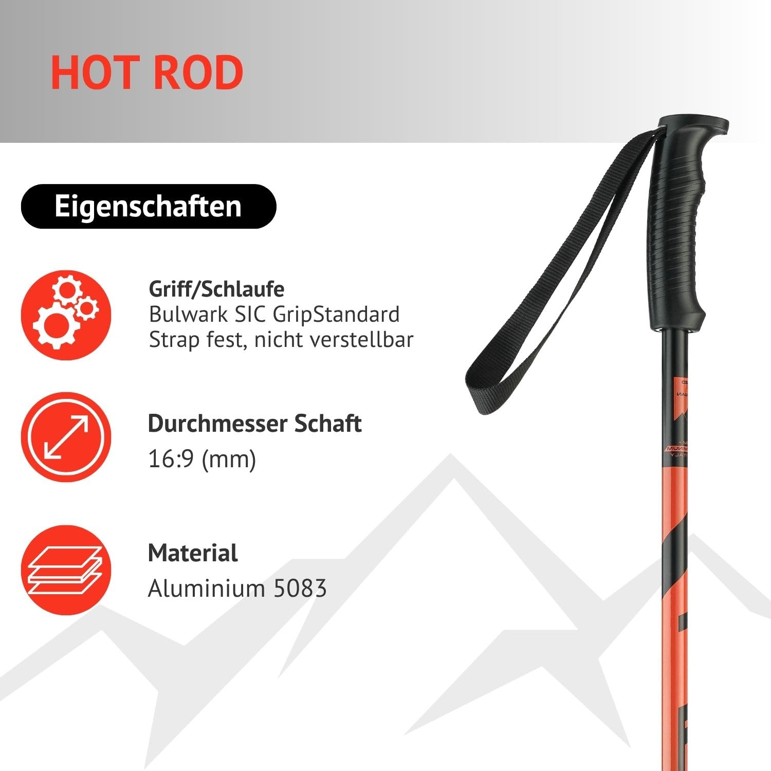 Skistöcke Elan Hotrod orange - Alpin Ski Stöcke - hochwertiger Aluminium Skistock - All Mountain Stock - Unisex - ergonomischer Griff - verstellbare Handschlaufe