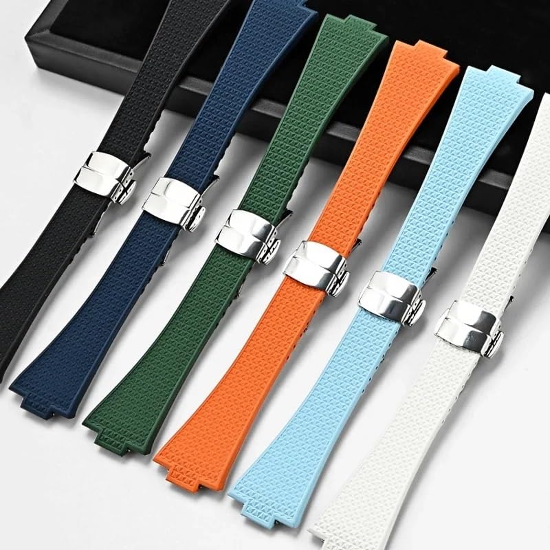 Correa de reloj FKM para Tissot PRX Series Super Player Convex para hombre, correa de caucho fluorado con hebilla de mariposa, accesorios