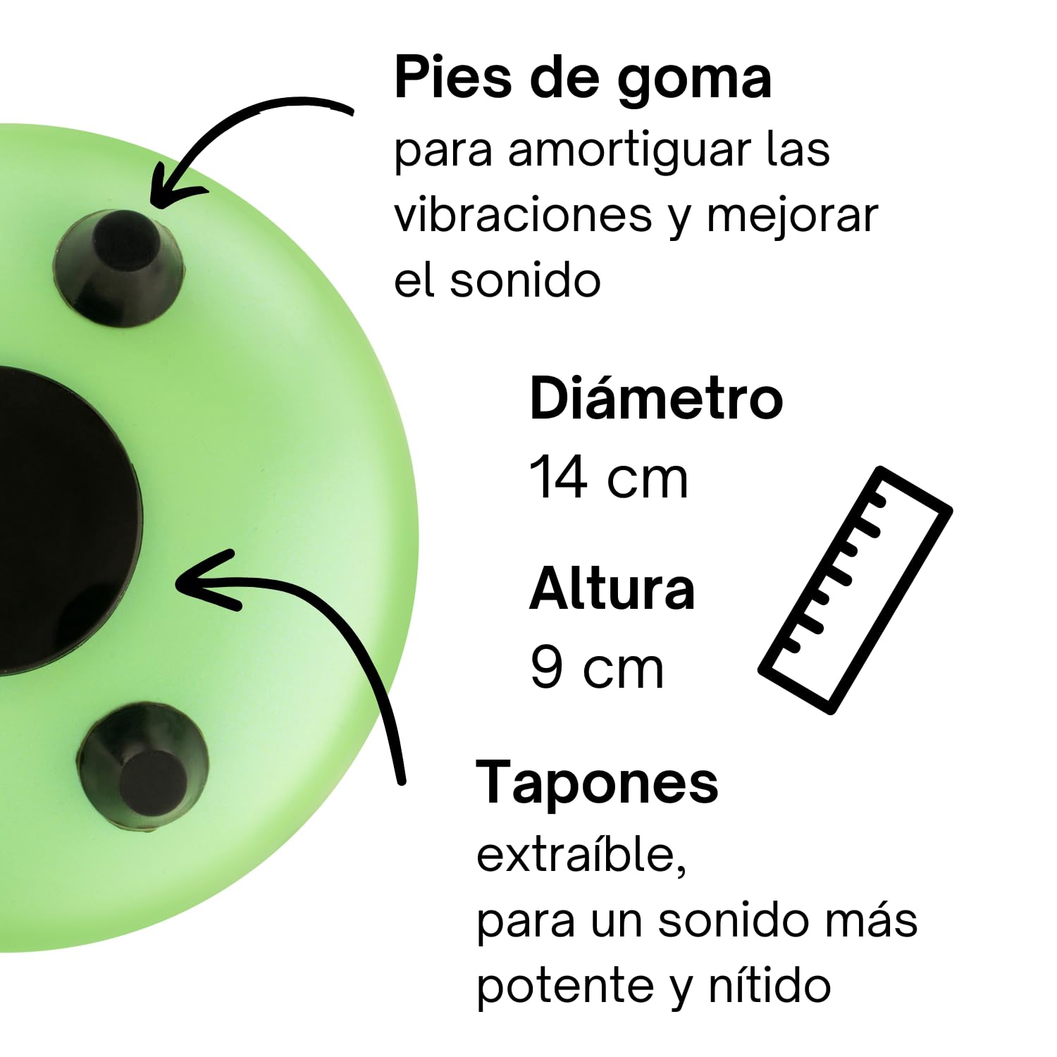 Tongue Drum “Standard C mayor” en verde - diámetro 14cm y 8 notas. Handpan con libro de música, bolsa y mallets. Instrumento de percusión Handpan para niños y adultos - Para meditación y yoga