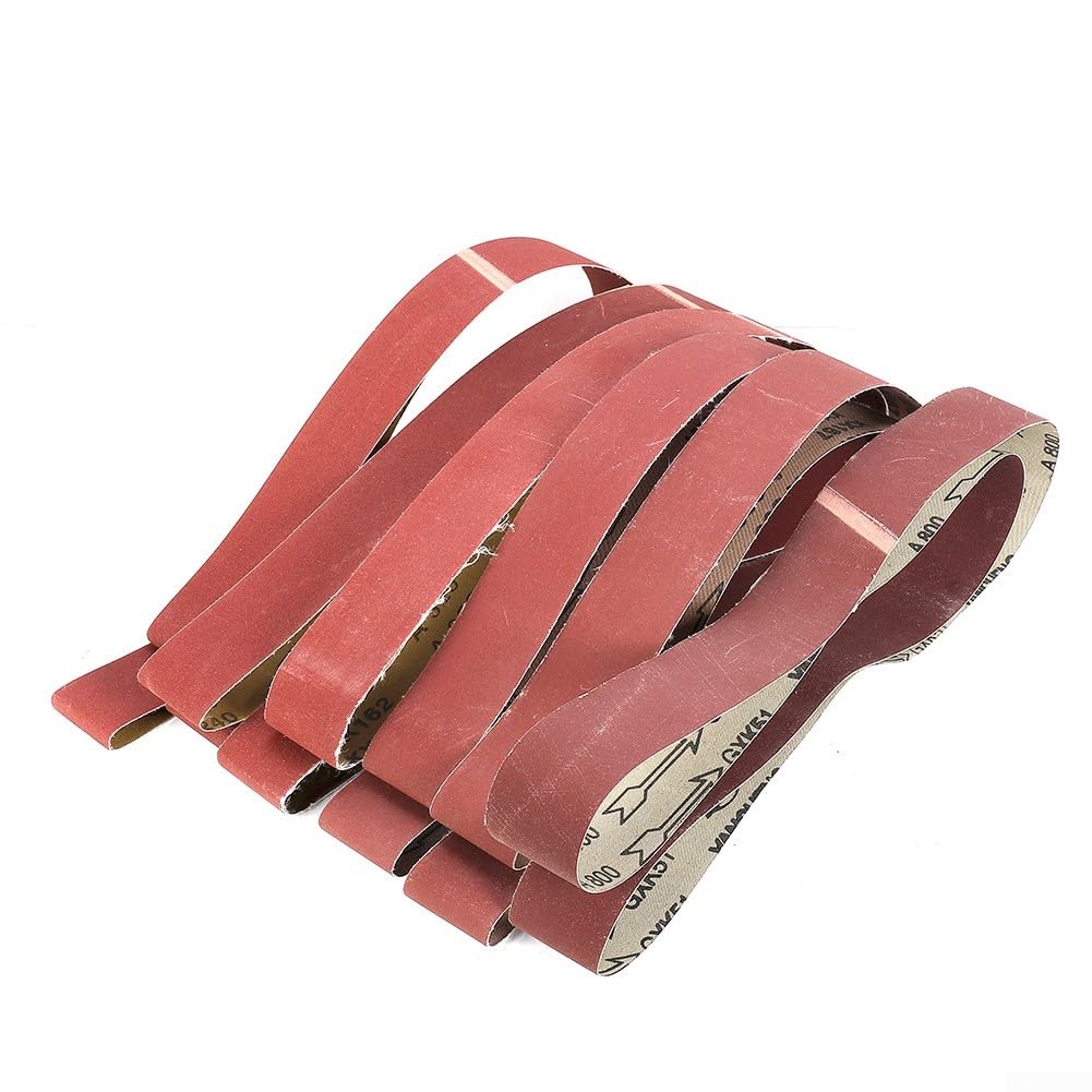 Set di 6 nastri abrasivi per levigatrici a nastro da 2 "x 72" grana in ossido di alluminio 180 240 320 400 600 800 con rivestimento uniforme e durata