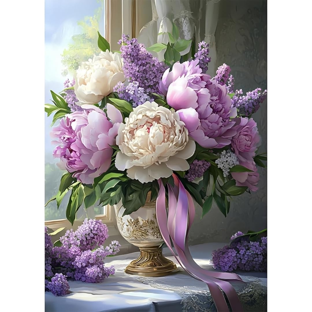 HASTHIP® DIY Diamond Painting Kit Vase Full Gem Painting Flowers Art
