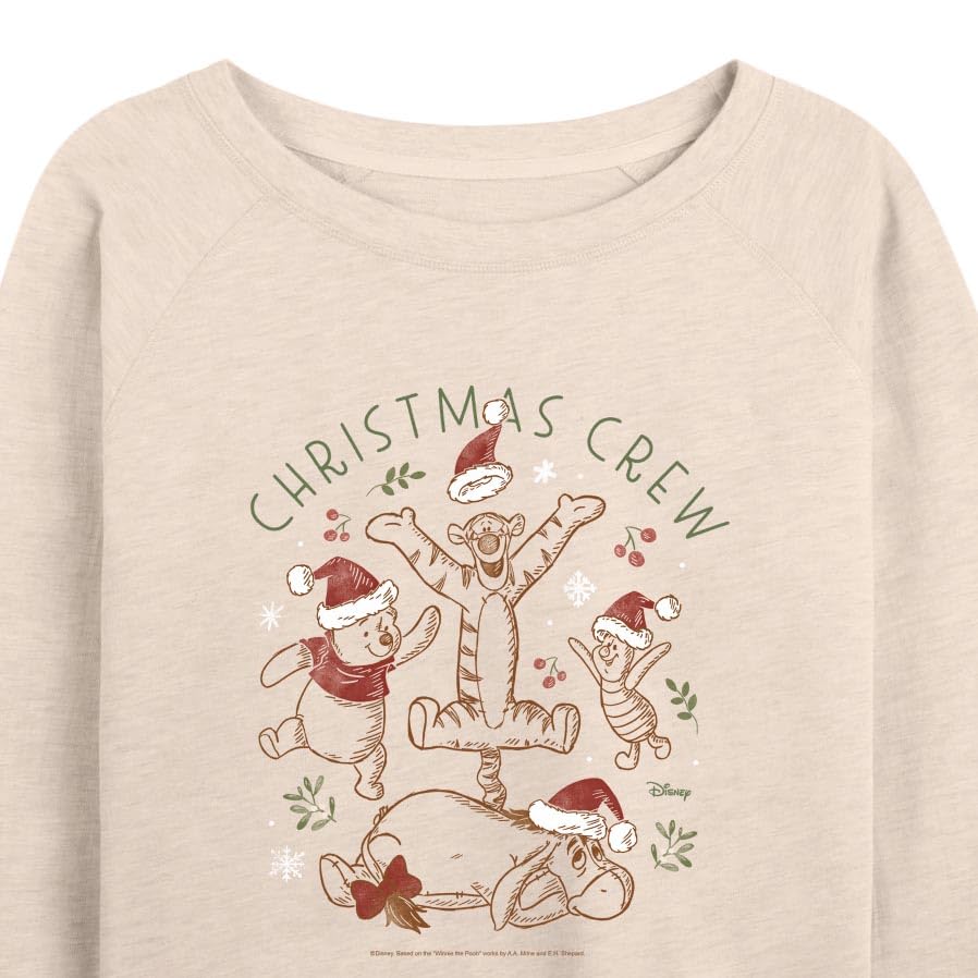 Disney Winnie The Pooh - Tigger, Pooh, Eeyore, & Piglet Christmas Crew - Women's Lightweight French Terry Pullover3