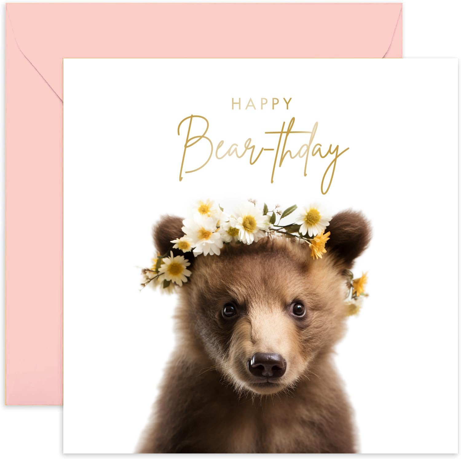 Old English Co. Cute Cub Birthday Card - Fun Happy Bear-thday Greeting Card for Women - Cute Animal Birthday Cards for Sister, Mum, Daughter | Blank Inside with Envelope