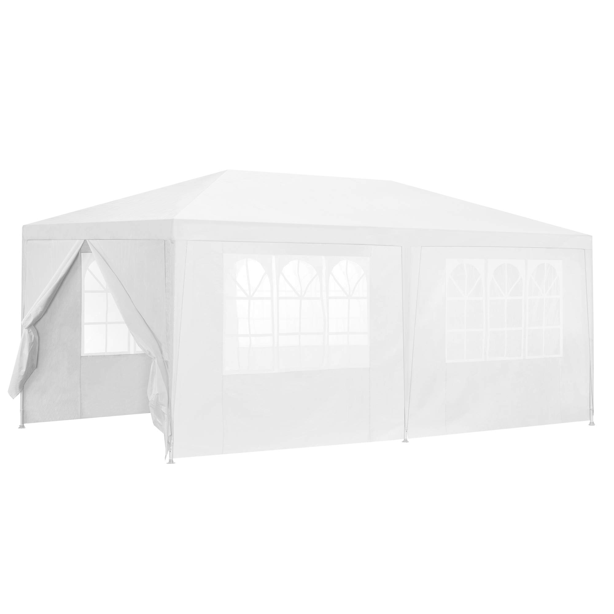 casa.pro Carpa Pabellón para Jardín Wedau Carpa Plegable Gazebo Cenador de Jardín Estructura de Acero Terraza Patio 600 x 300 x 255 cm - Blanco