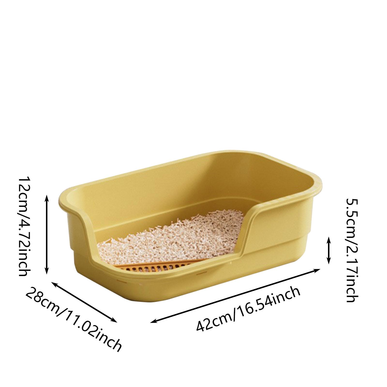 Open Cat Litter Tray with Rim and Scoop, Stainless Steel Cat Litter Tray, Splashproof, Odour Resistant, Easy to Clean - Image 4