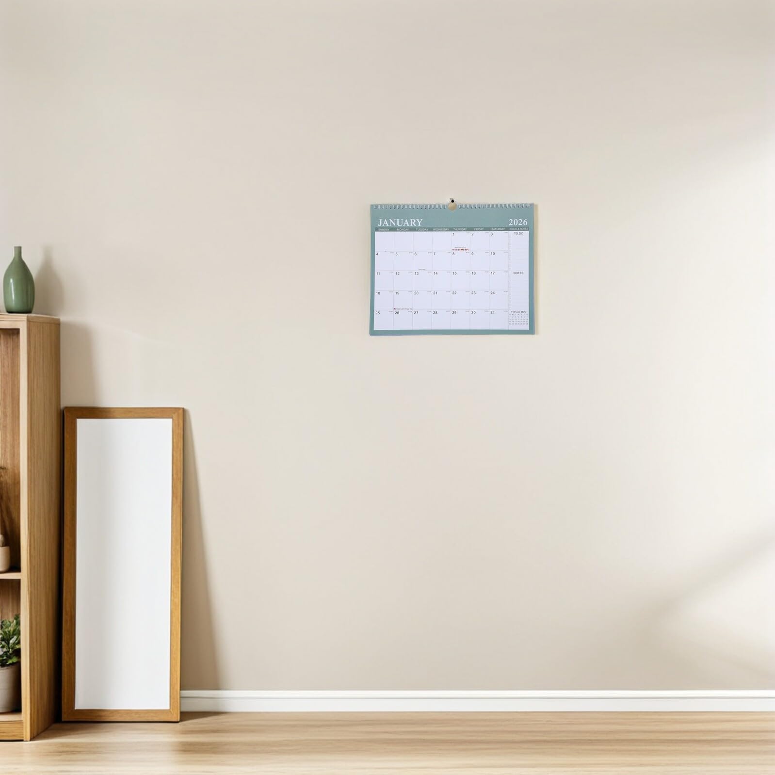 ABOOFAN Großer Wandkalender Monate Monatsplaner Stabiles Hartpapier Modernes Querformat mit Multi-länder-feiertagen für Büro Schule und Zuhause