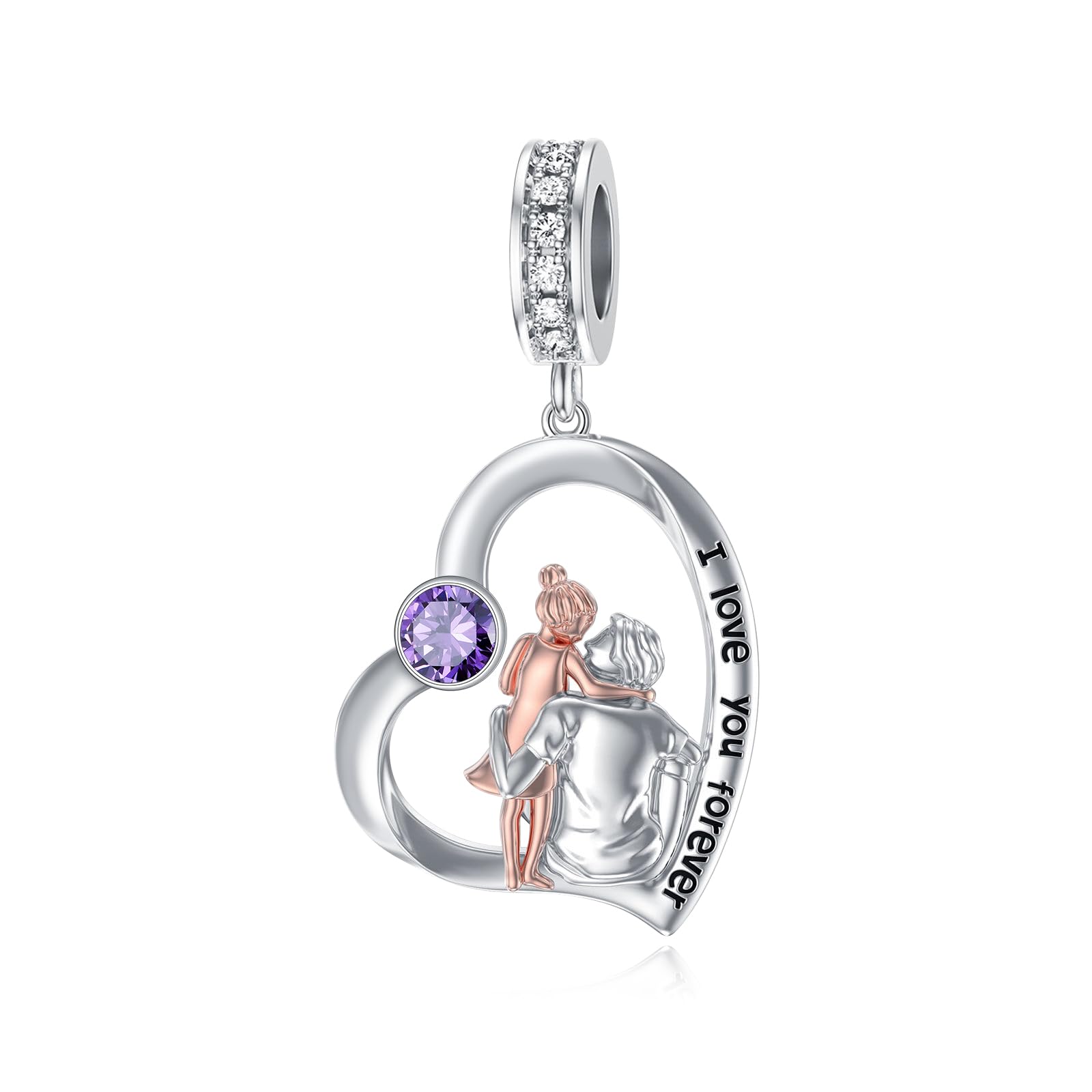 PROESS Father Mother Daughter Charm fit Charms Bracelet Sterling Silver Charms for Bracelets Birthday Valentines Day Gifts for Daughter Mother Lover