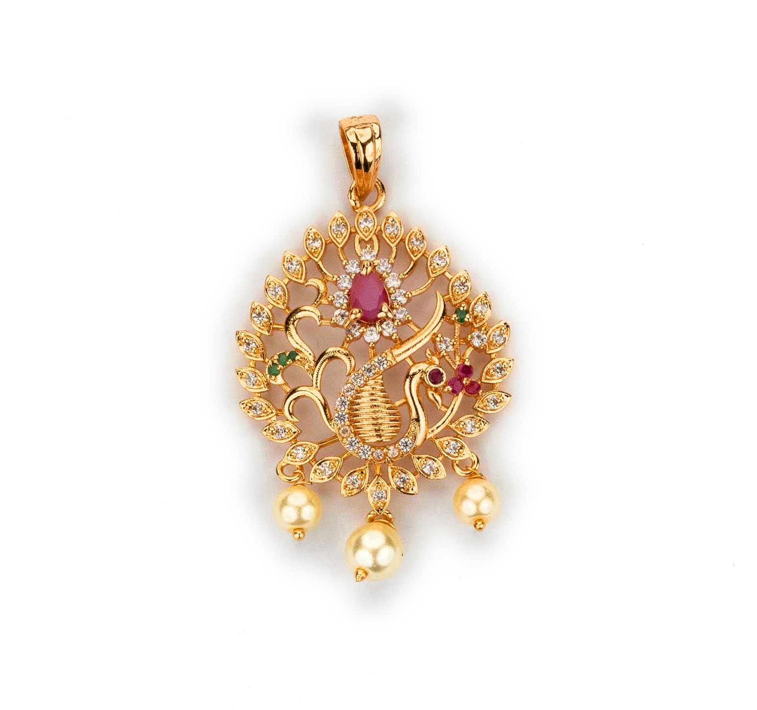 Micro Gold Plated AD Stone Studded Designer Casting Pendant-image-26