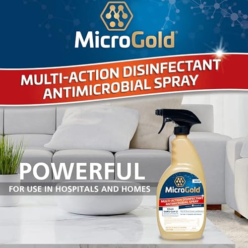 Microgold Multi-Action Disinfectant Antimicrobial Spray Tested And Proven Effective To Kill The Covid-19 Virus, Kills 99.9% Of Viruses And Bacteria, 24 Fluid Ounces, 1 Pack #TOP4