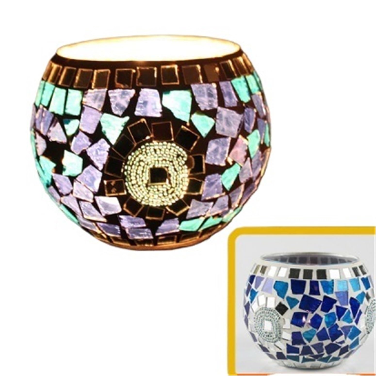 Candle sticks holder candle holders， Snowflake Mosaic Glass Candlestick Holders(Style2)