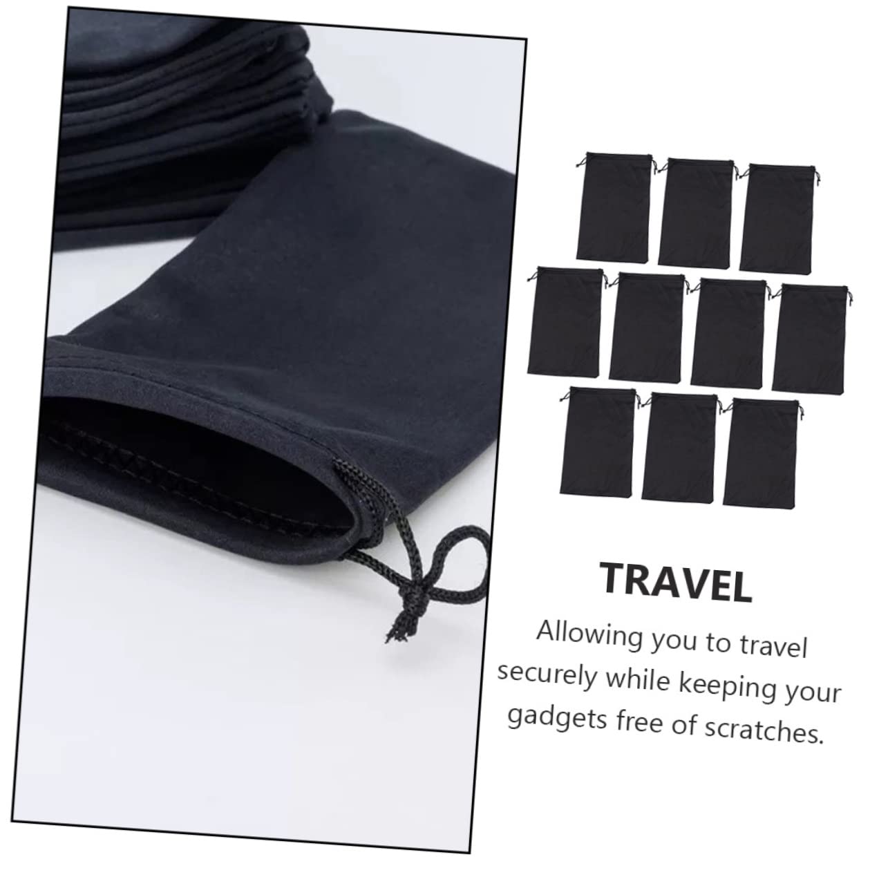 TOYANDONA 3 Sätze Aufbewahrungstasche Für Brillen Beutel Weiche Sonnenbrillentasche Brille Kordelstring -tasche Tragbares Brillenetui Tragbare Brillentasche Flanell Schwarz 25 Stück * 3