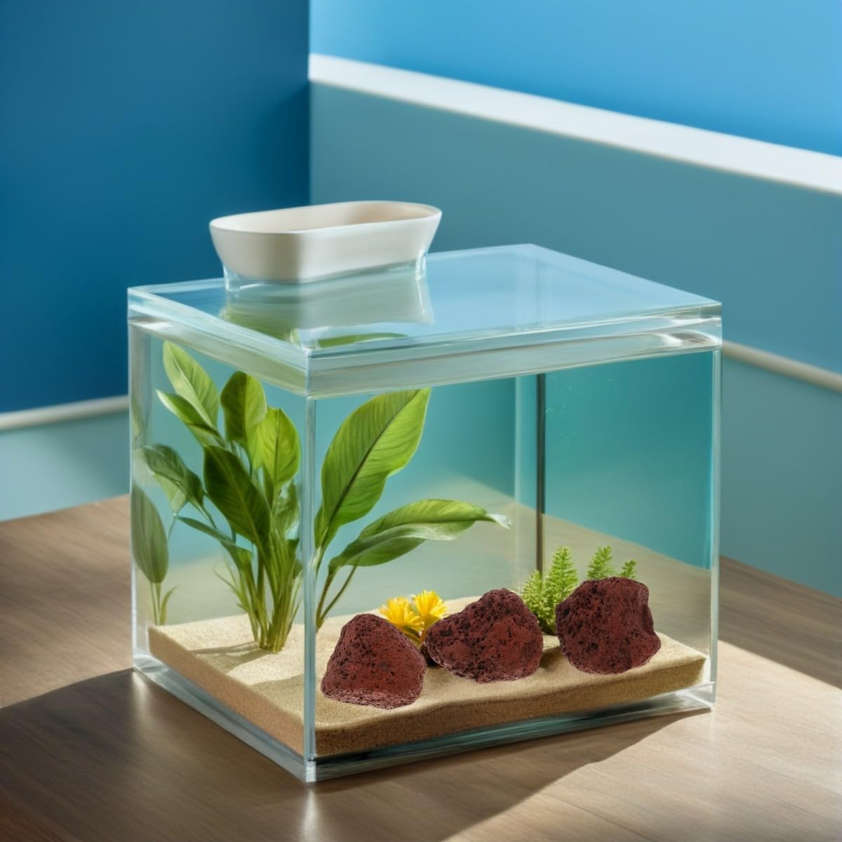 Sable de Fond en Pierre Gravier 1,5kg Issue de Volcan pour Aquarium, Décor Stable et Non Soluble pour Aquascaping et Poissons Betta
