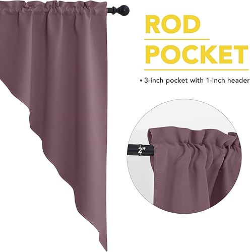 Miniatura 2 de NICETOWN Cortinas con diseño de cascada para sala de estar, oscurecimiento de la habitación, cortinas cortas para cocina, elegantes cortinas de