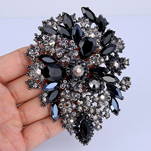 Image of EVER FAITH Women's Austrian Crystal Vintage Style Flower Leaf Cluster Brooch Pendant