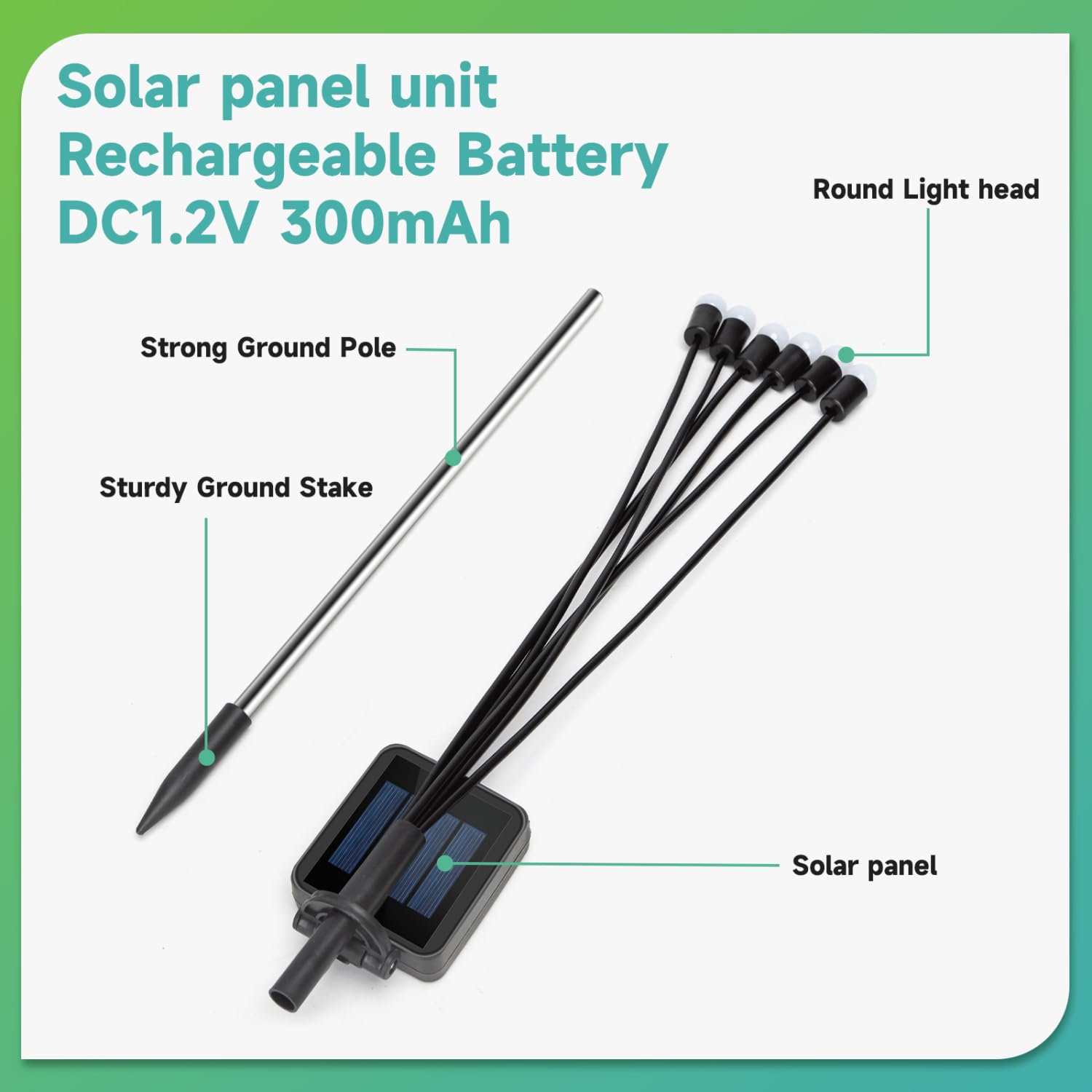 Aigostar LED Solar Garden Lights Outdoor 4 Pack, Warm White Waterproof Solar Path, Firefly - Image 2