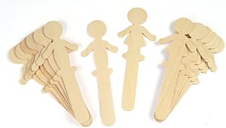 Chenille Kraft CK-3645 People Shaped Wood Craft Sticks, 4" Wide, 8" Length, 1.25" Height (16 count)