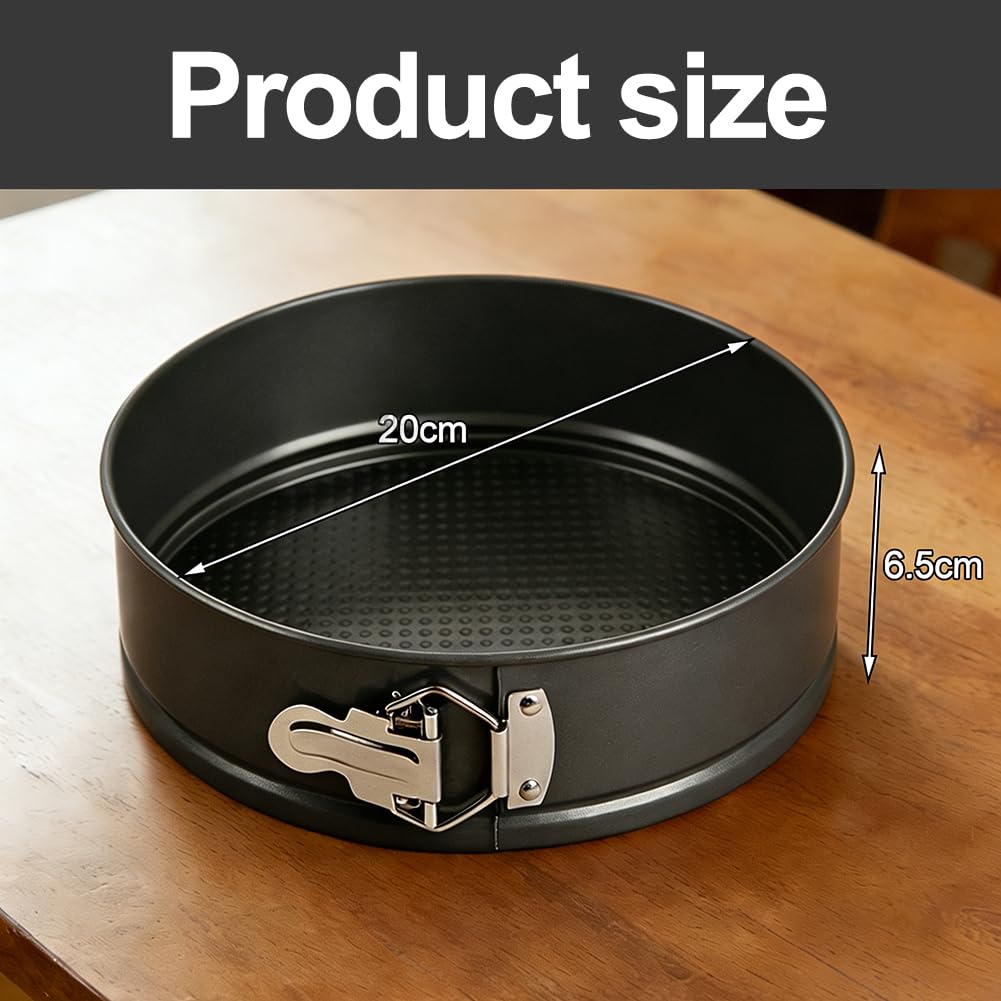 LUPATDY Tortiera Apribile Rotonda 20 cm – Stampo per Torte a Cerniera con Rivestimento Antiaderente, in Acciaio al Carbonio, Ideale per Cheesecake e Dolci da Forno - 2