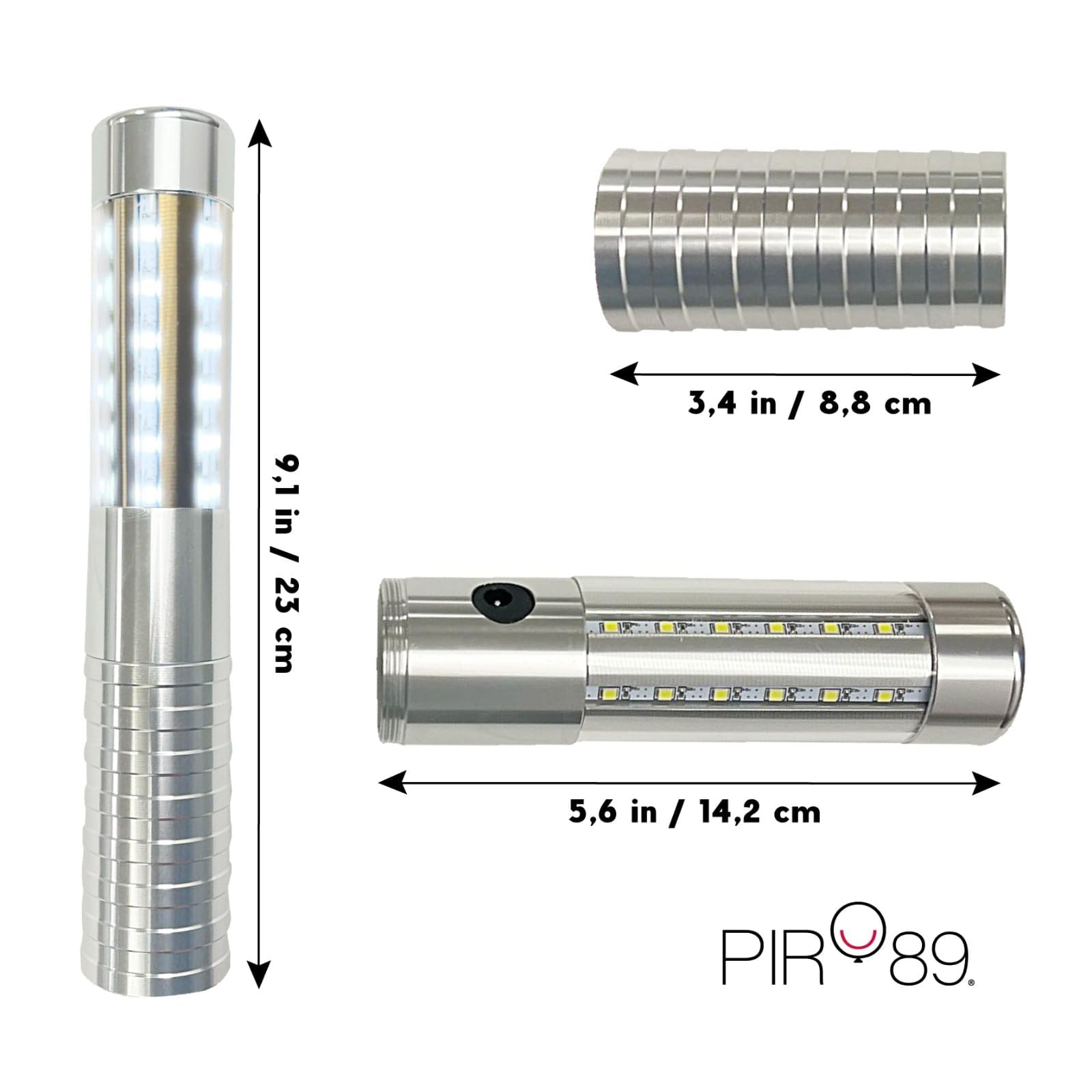 8 LED stroboscopici per servizio di bottiglie, luce ricaricabile, luce a mano, lampada luminosa a LED fluorescente per discoteche, karaoke, matrimoni, feste, forniture di attività (Argento). 8 pezzi.