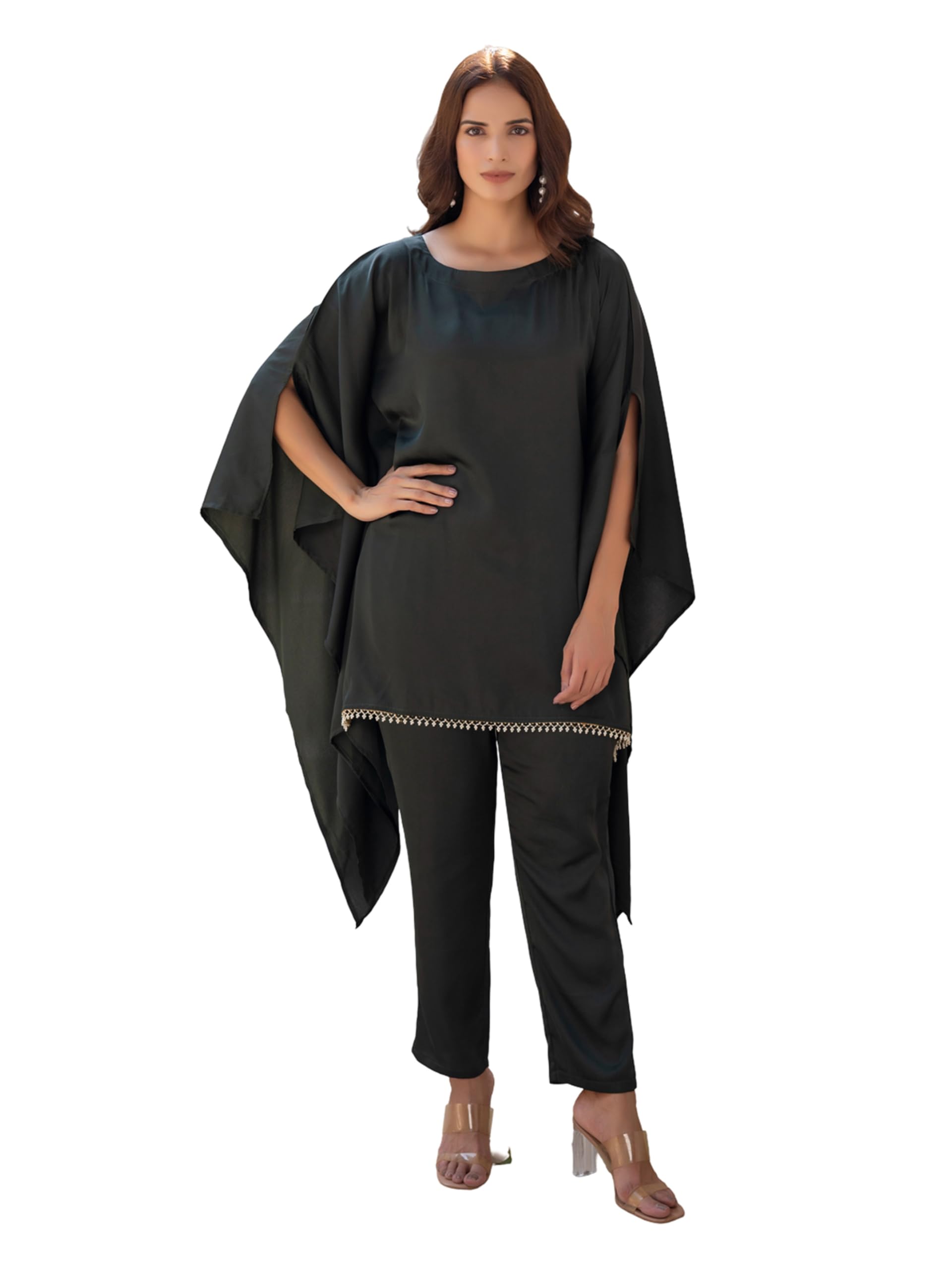 tittli Women's Satin Kaftan and Pant Co-Ord Set-picture-40