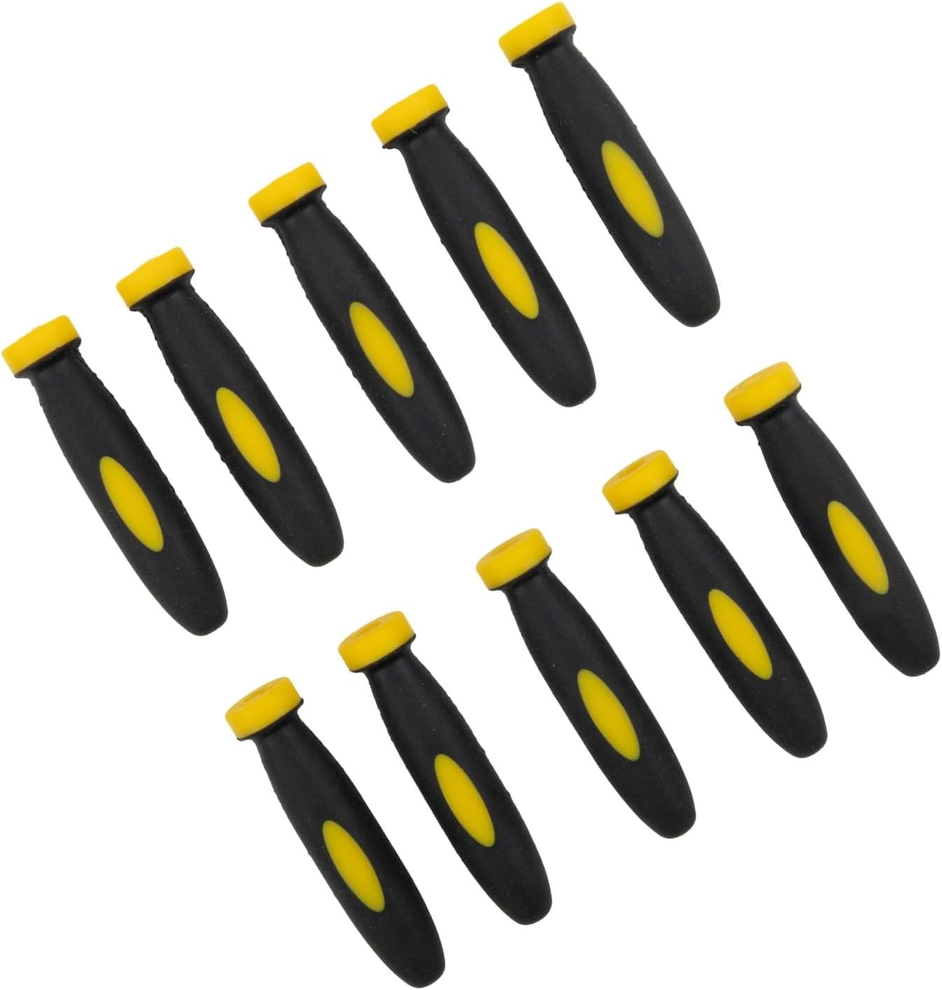 10 Pcs Rubber Files Handles Small Files, 1.96 Inch Length with 3mm Hole Diameter, Black and Yellow Covers Hand Tools Workshop Equipment