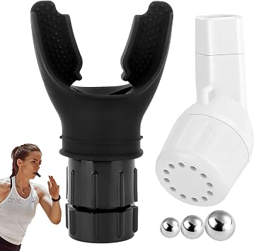 2 Pcs Silicone Lung Exerciser and PVC Mucus Clearance with 3 Balls Set, Handheld Deep Breathing Exerciser, Portable and Adjustable Breathing Trainer for Sports Lovers, AthletesBlack, White