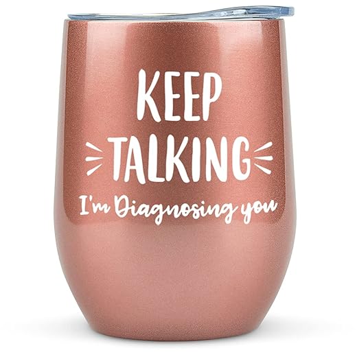 KLUBI Psychology Gifts - Tumbler/Mug 12oz for Wine, Coffee or Any Drink - Funny Gift Idea for Psychologist, Psychiatrist, Therapist, Therapy, School Counselor, Glass, Women, Mental Health, Graduation