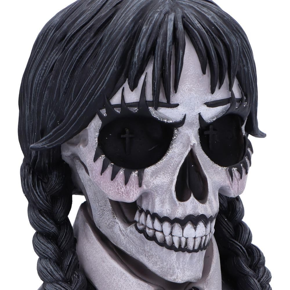 Nemesis Now Cráneo deslumbrante oscuro, esqueleto gótico, busto pintado a mano