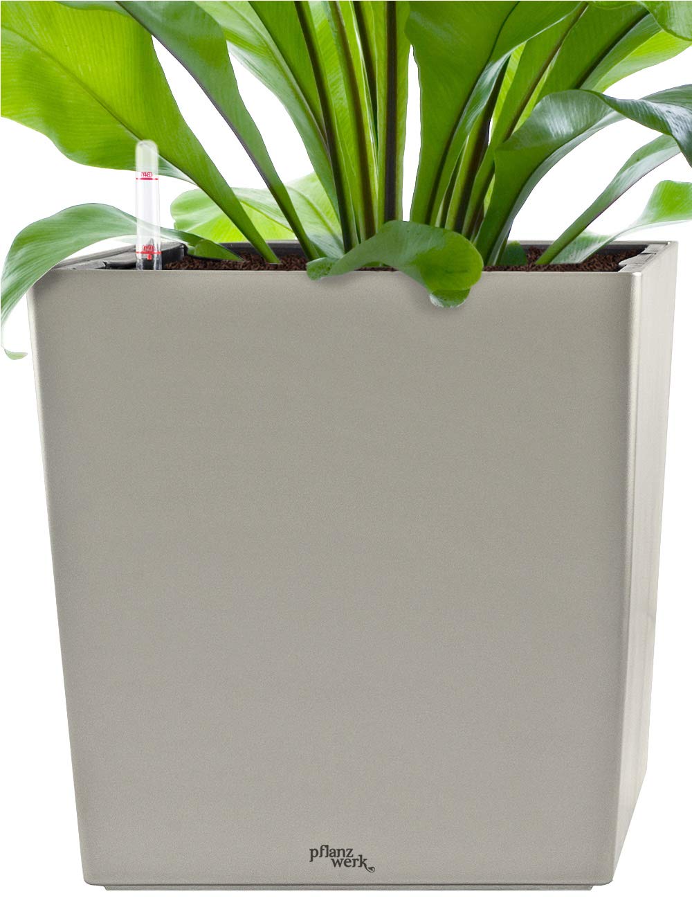 Pflanzwerk® ÖKOSYSTEM donica na rośliny Cube – doniczki z systemem nawadniania – 38 x 40 x 40 cm szary metalik *donica na kwiaty wewnątrz i na zewnątrz *ochrona przed promieniowaniem UV * * markowa jakość