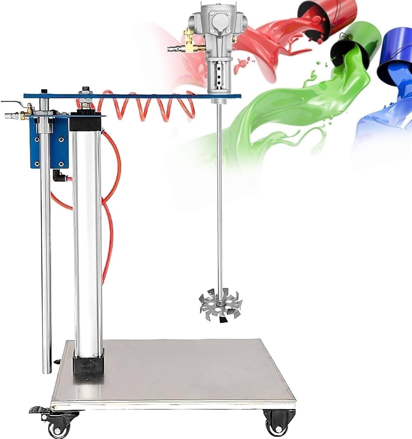 Automatic Lift Pneumatic Paint and Mud Mixer, 30 Gallon Paint Mixer 1/4HP Air Agitator Mixer(B)