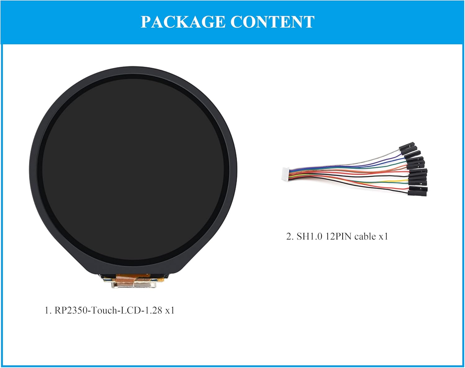 RP2350 Microcontroller Development Board with 1.28inch Round Touch Screen IPS LCD 240×240 Pixels, 65K Color, Based on RPi RP2350, Dual-Core & Dual-Architecture Design Type-C Connector