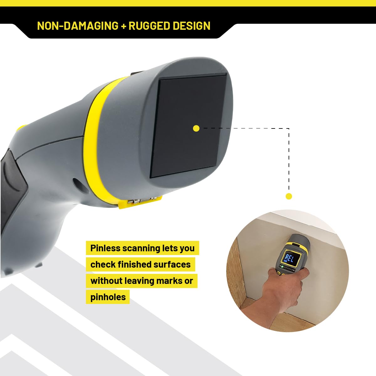 General Tools MM9 - Misuratore di umidità senza pin - Doppio rilevatore di umidità per legno, cartongesso e materiali da costruzione - Display digitale, modalità scansione e pin, conservazione dati |
