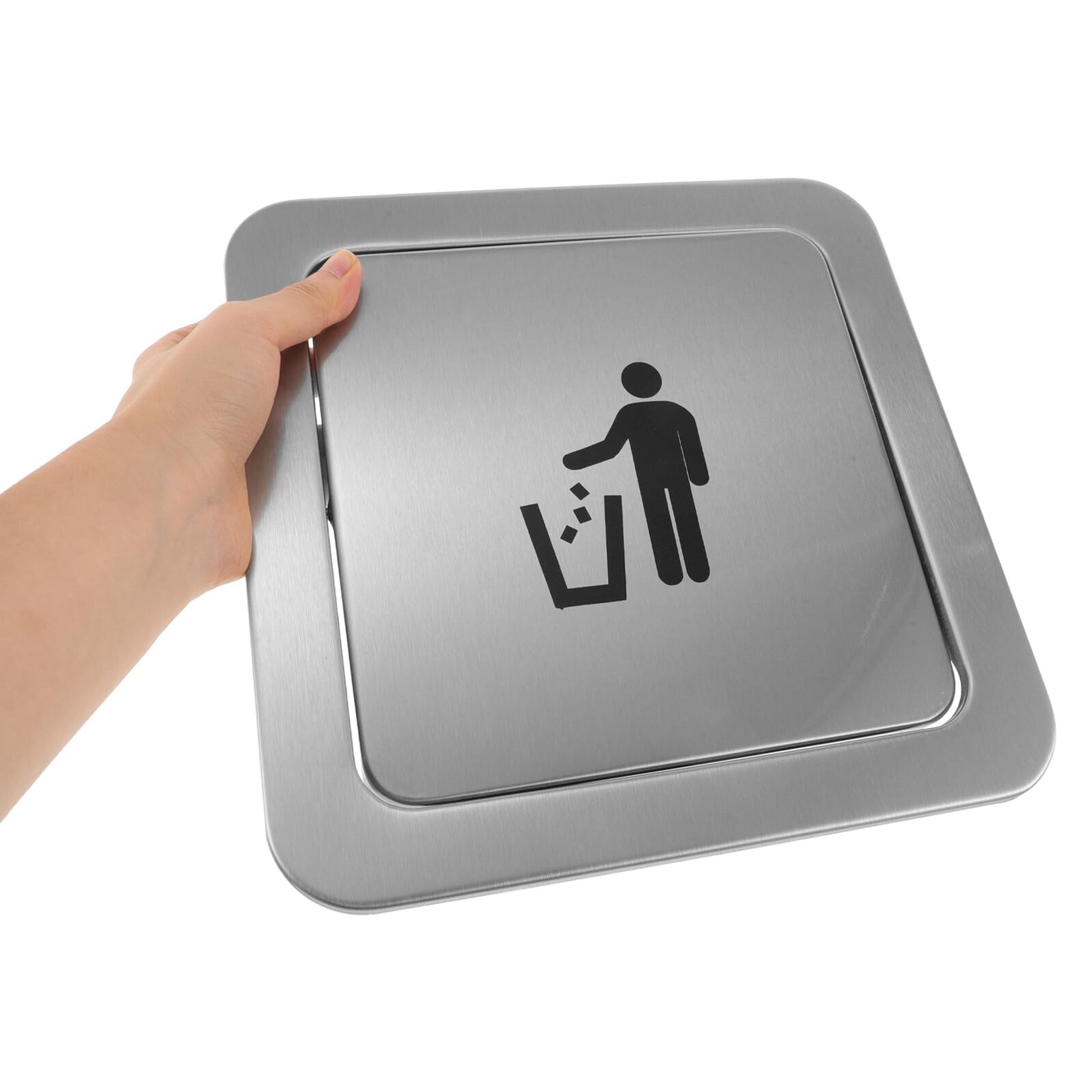 TEHAUX Coperchio in Incasso a Inossidabile da Acciaio della Spazzatura Quadrato Bidone Design Ergonomico Sportello Battente per Apertura 19-21 CM per Cucina