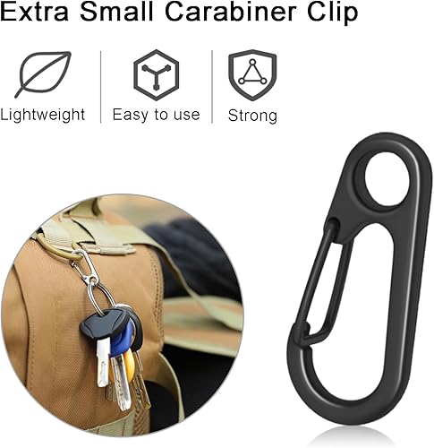 Miniatura 4 de CooBigo 15 juegos de clips pequeños para llaves de paracaídas, gancho para llaves con anillo, 1  de pulgada de metal pequeño mosquetón llavero mini