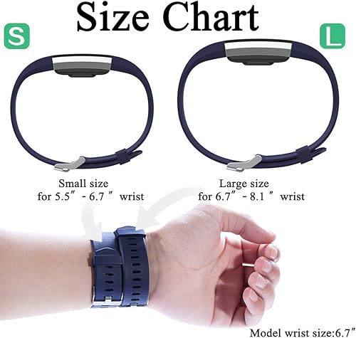 Miniatura 7 de Maledan Bandas de repuesto compatibles con Fitbit Charge 2, paquete de 3, pequeño, negro, azul, ciruela