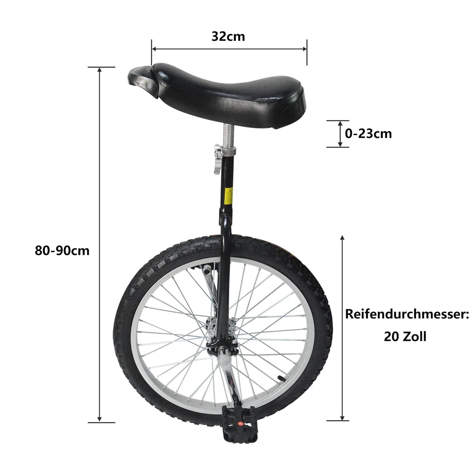 MYOYAY Einrad 20 Zoll Balance Training mit Einradständer Höhenverstellbar 20" Luxus Einrad für Kinder Erwachsene, Unisex Unicycle Fahrrad für Profis Outdoor Sportarten, Schwarz
