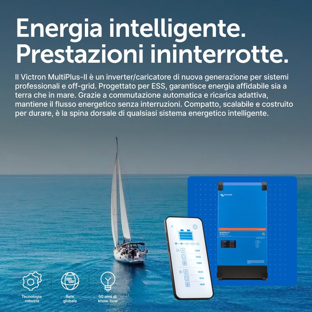 Victron Energy MultiPlus-II 48/6k5/100-50 230V Inverter a Onda Sinusoidale Pura e Caricatore Batteria da 100 Amp
