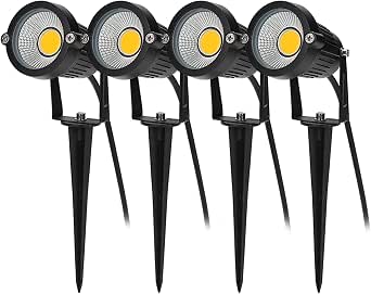 Lot 4 Spots LED COB 5W Extérieur IP65 - Projecteurs Jardin Orientables, Piquet Sol Ou Mur, Blanc Chaud/Froid, Éclairage Terrasse Allée